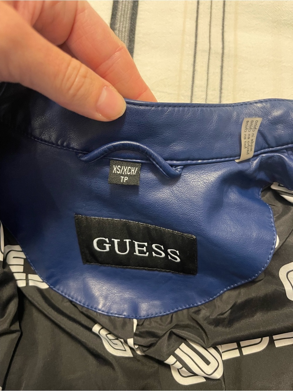 Guess Blue Faux Leather Moto Jacket - Picture 4 of 6